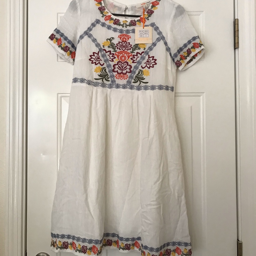 Citrus & Lemon White floral trim embroidered dress